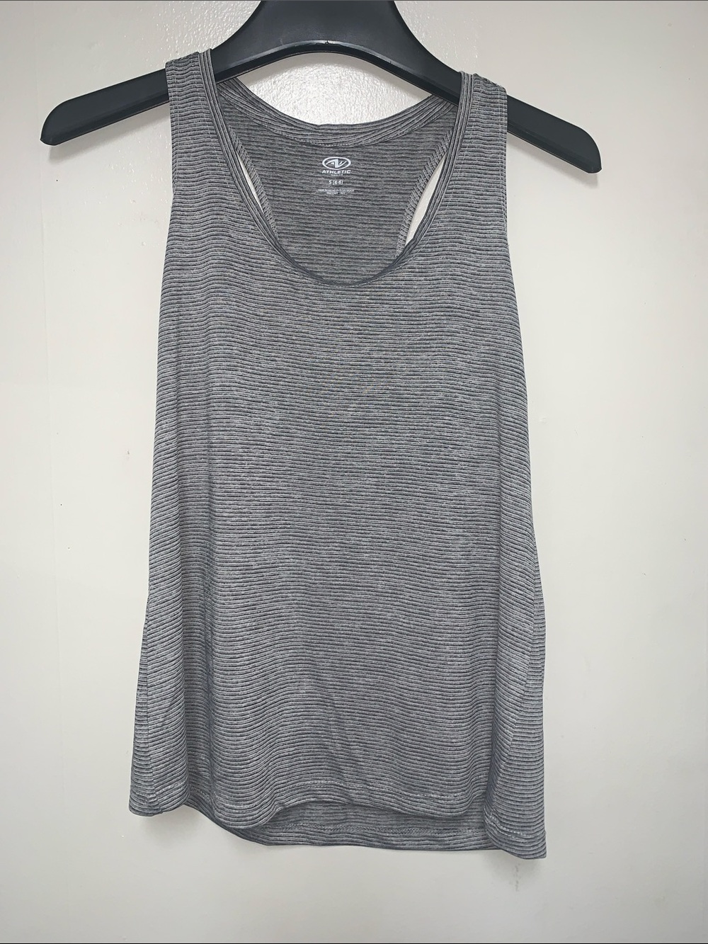 Athletic Works Heathered Gray Striped Racerback Tank